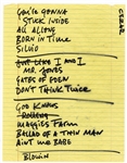 Bob Dylan Handwritten Concert Setlist (REAL)