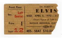 Elvis Presley 4/5/1972 Buffalo, New York Concert Ticket