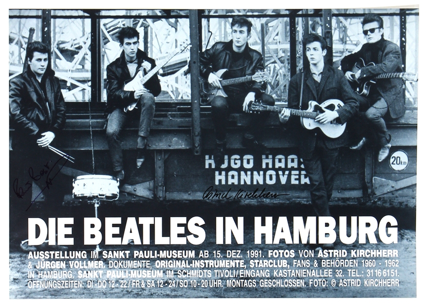 Astrid Kirchherr and Pete Best Signed "Die Beatles in Hamburg" Poster