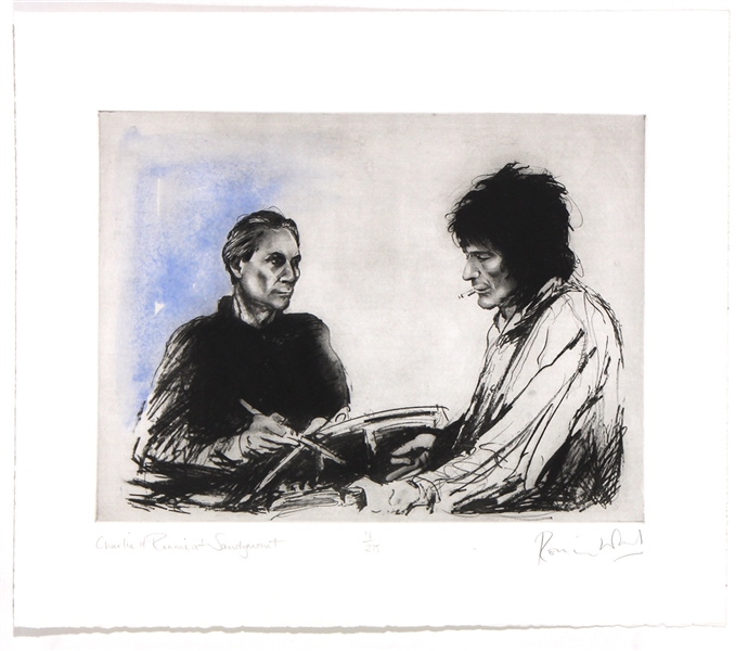 Rolling Stones Ronnie Wood Signed "Charlie and Ronnie at Sandymount" Limited Edition Art Print