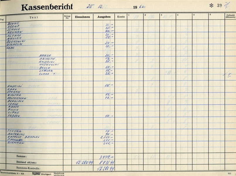 Historic Rare Beatles Christmas Day 1962 Star-Club Performance Payment Account Book