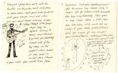 Beatles Stuart Sutcliffe Last Night Playing with The Beatles Handwritten Three Page Love Letter to Astrid Kirchherr with Hand Drawings