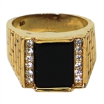 Elvis Presley Owned & Worn Diamond and Onyx Gold Ring