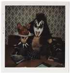 KISS Original Vintage Polaroid Photo Gene Simmons with Pig Head Europe 1976 Alive Destroyer Tour
