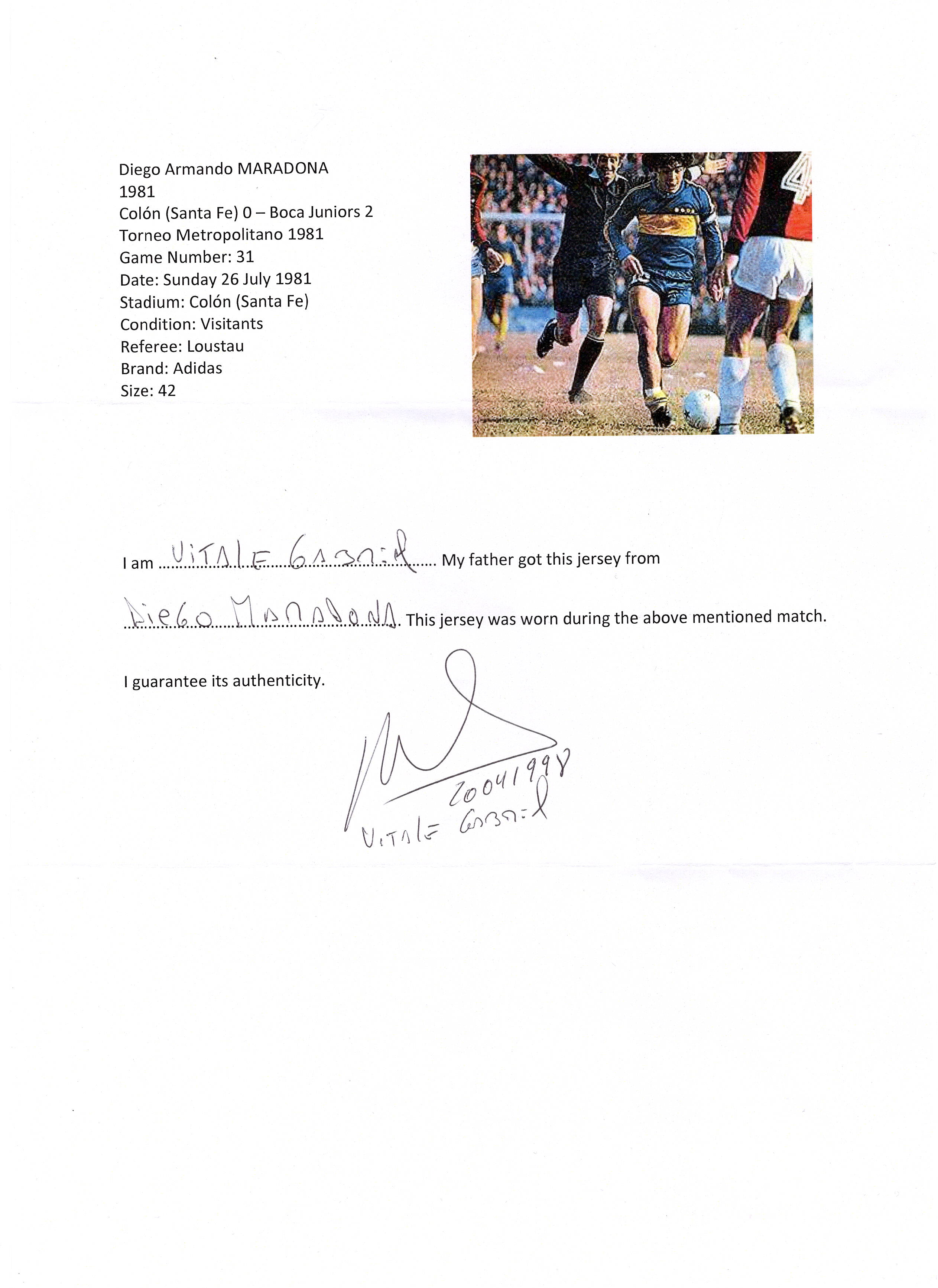 Lot Detail - Diego Maradona Historic Multiple Match Worn