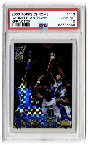 2003 Topps Chrome 113 Carmelo Anthony Xfractor PSA 10