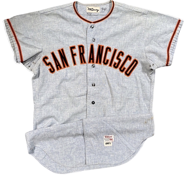 1967 Willie McCovey SF Giants Game-Used Road Flannel Jersey (Outstanding Use) MEARS A10