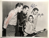 Johnny Cash, Jerry Lee Lewis & Carl Perkins Signed 14 x 11 Photo of the Million Dollar Quartet Jam Session With Elvis Presley (REAL)