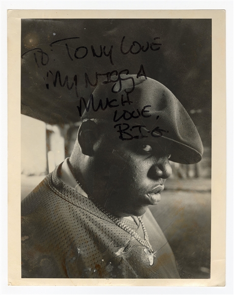 Notorious B.I.G. Signed Press Photograph with Incredible Inscription (JSA)