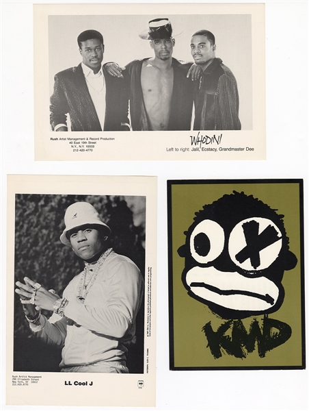 Lot of Vintage Hip Hop Press Photographs and Postcard (LL Cool J, K.M.D., Whodini)