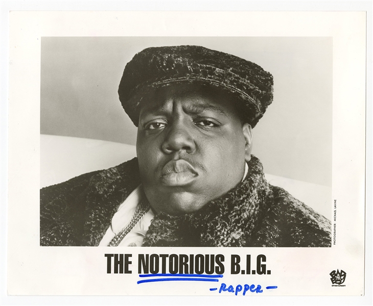 Original Notorious B.I.G. Original Wire Photo With Houston Chronicle Annotations