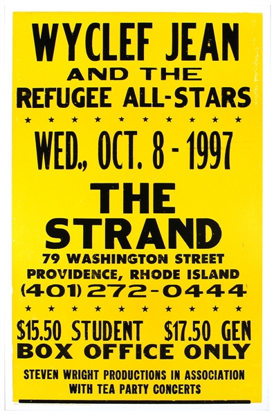 Wyclef Jean The Strand Providence Rhode Island Original 1997 Concert Poster