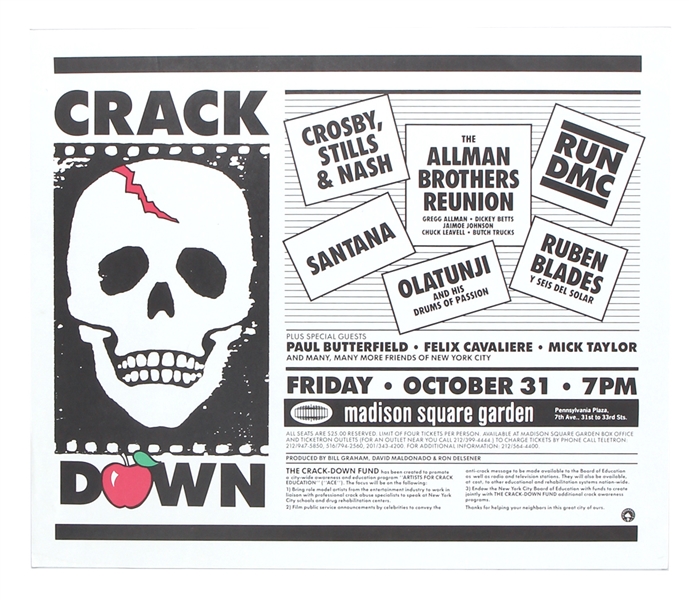 Original Madison Square Garden "Crack Down" Concert Poster (Run DMC, The Allman Brothers)