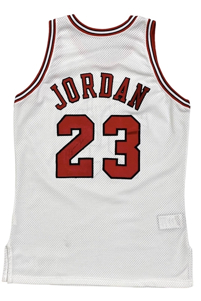 1995-96 Michael Jordan Chicago Bulls Game Used & Signed Home Jersey Regular Season & Finals MVP (Alan Meza & JSA)