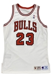 1995-96 Michael Jordan Chicago Bulls Game Used & Signed Home Jersey Regular Season & Finals MVP (Alan Meza & JSA)