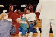 1986 Michael Jordan Just Say No Rookie Era Signed Basketball with Photograph from Signing (JSA)