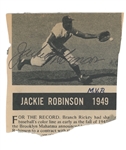 Jackie Robinson Signed 1949 Newspaper Photograph (JSA)
