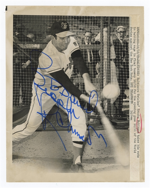 Brooks Robinson Signed and Inscribed Wire Photograph