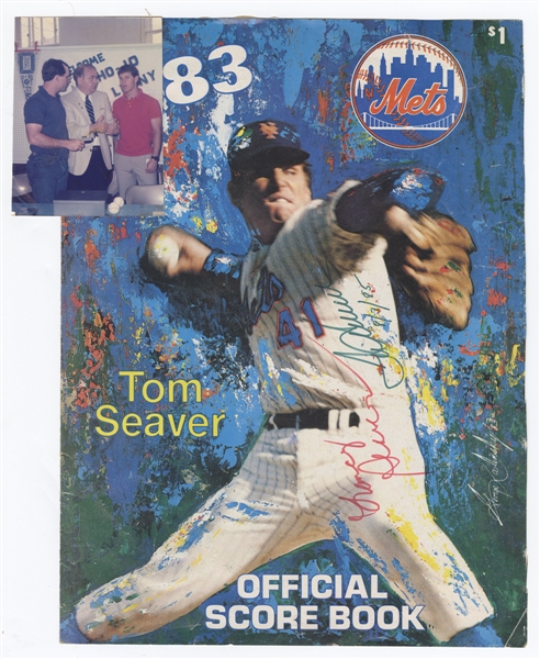 Tom and Nancy Seaver Signed 1983 New York Mets Score Book Cover Cutout