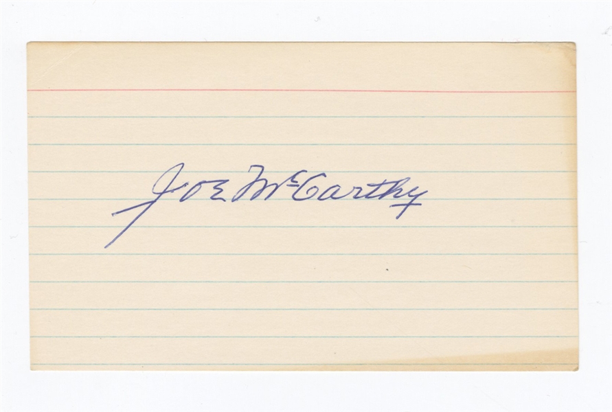 Joe McCarthy Signed Index Card