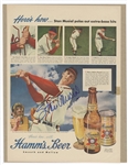 Stan Musial Signed Oversized Hamms Beer Magazine Ad