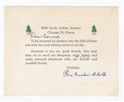 Ray Schalk Signed Hall of Fame Induction Thank You Card 