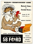 1957 Detroit Lions vs Cleveland Browns Championship Game Program