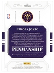 Nikola Jokic National Treasures Penmanship 48/99 PM-NJK Autographed Card