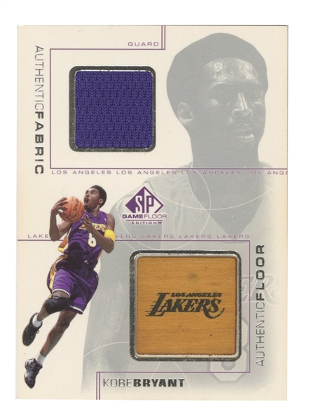 2001 Upper Deck SP #KB-C Kobe Bryant Authentic Fabric/Authentic Floor Dual-Patch Card 