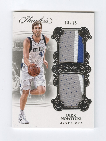 2017-18 Flawless #DP-DNK Dirk Nowitzki Vertical Dual Patch Silver (#18/25)