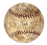 Babe Ruth Home Run Baseball #189 Only Mears Authenticated Home Run Baseball Hit Against Walter Johnson Dated 8/29/1922 (MEARS)