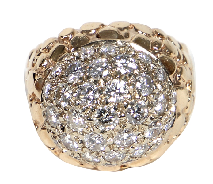 Elvis Presley Owned & Worn 4ct Diamond and Gold Cluster Ring