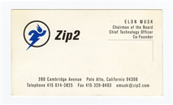 Elon Musk Only Known Zip2 Business Card - His First Company