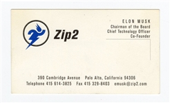 Elon Musk Only Known Zip2 Business Card - His First Company