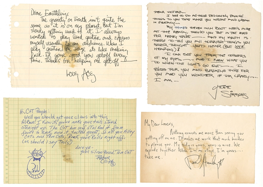 Kiss Original Four Handwritten Letters Featured in the Album KISS ALIVE! (JSA & REAL)