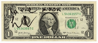 Elon Musk Signed Dollar Bill with Incredible Inscription “To The Moon” Only Known Inscription (JSA)