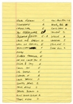 Steve Ray Vaughan Circa 1988 Handwritten Setlist with Song Chords JSA