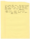 Stevie Ray Vaughan Handwritten "Honey Bee" Working Lyrics 