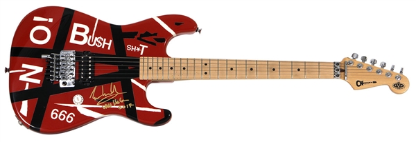 Eddie Van Halen Played & Signed 2004 Charvel Guitar Controversial Political Guitar