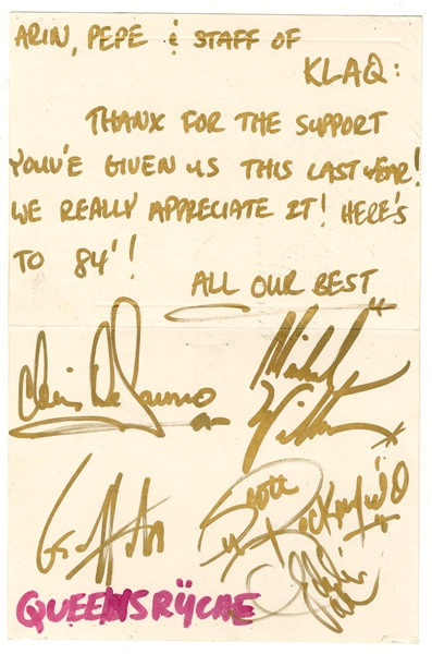 Queensryche Band Signed Happy New Year Card (Magic Mike Collection)
