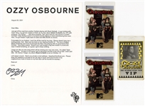 Ozzy Osbourne Typed Signed Letter with VIP Passes