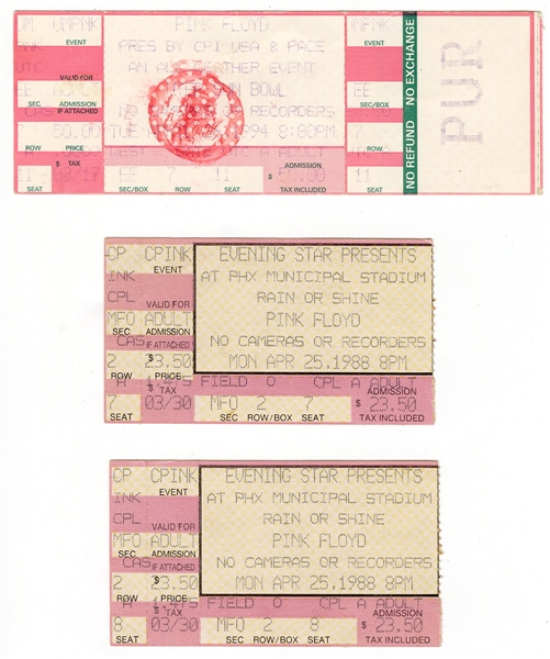 Lot of 3 Pink Floyd Concert Tickets (Magic Mike Collection)