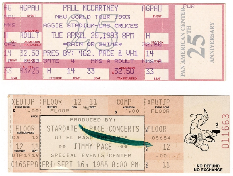 Paul McCartney and Jimmy Page Full Concert Tickets 1988-1993 (Magic Mike Collection)