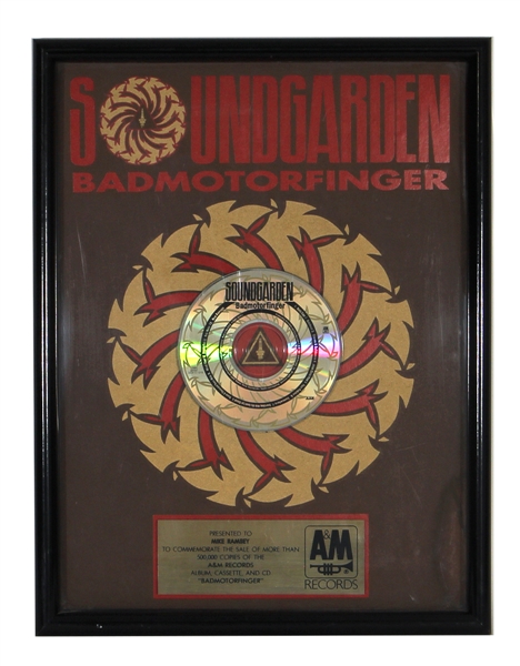 Soundgarden “Badmotorfinger” A&M Records Award (Magic Mike Collection)