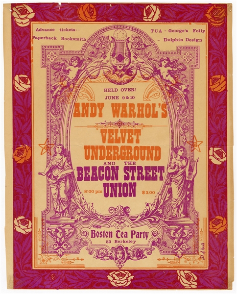 Andy Warhol’s Velvet Underground & Beacon Street Union 1967 Extremely Rare “Boston Tea Party” Flyer