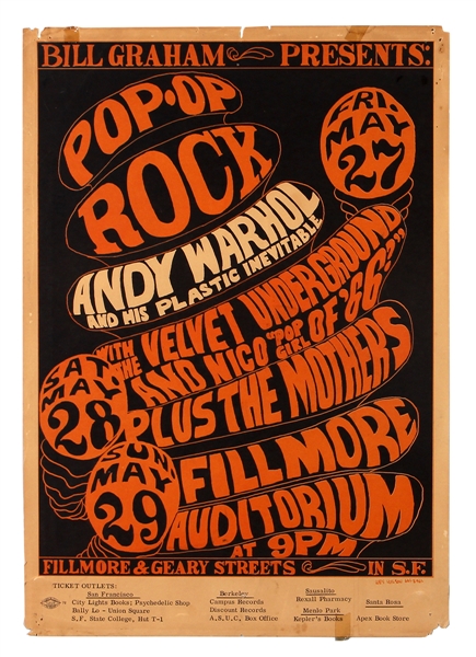 Andy Warhol / Velvet Underground 1966 Fillmore Auditorium Concert Poster