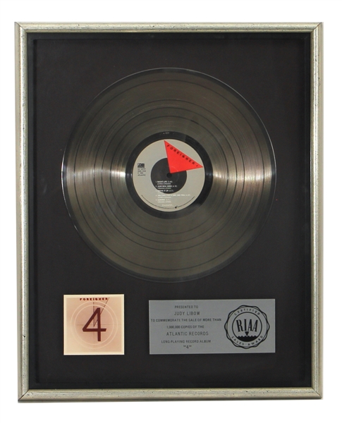 Foreigner "4" Original RIAA Platinum Record Award (Judy Libow Collection)