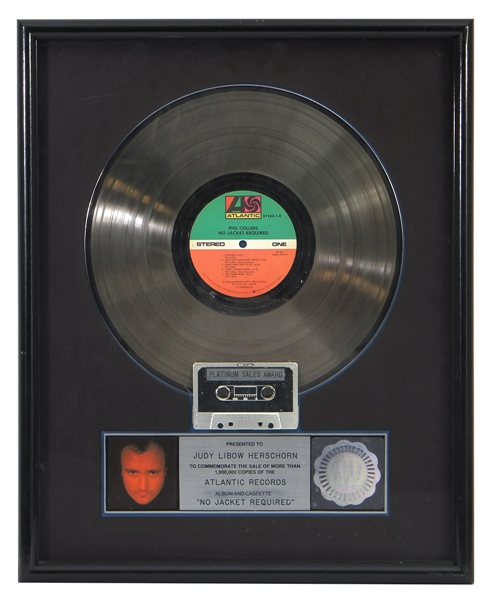 Phil Collins “No Jacket Required” Original RIAA Platinum Sales Award (Judy Libow Collection)