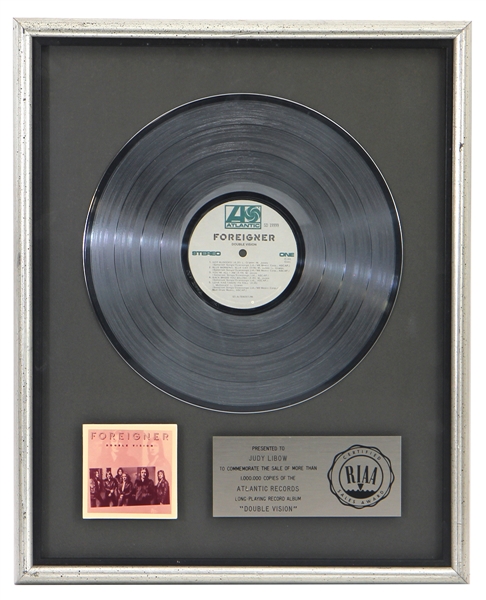 Foreigner “Double Vision” Original RIAA Platinum Record Award (Judy Libow Collection)