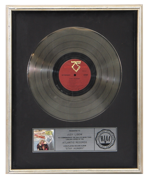 Twisted Sister “Stay Hungry” Original RIAA Platinum Record Award (Judy Libow Collection)